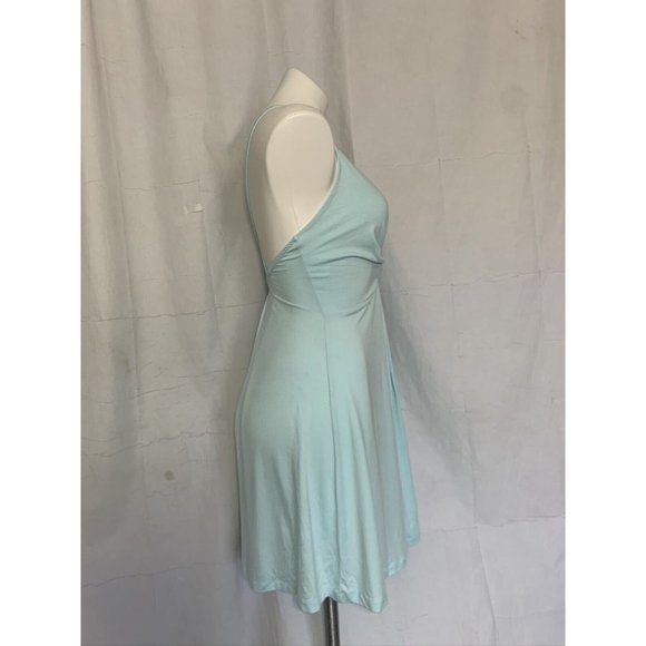 ASOS Fit Flare Dress Light Blue Size 6 Backless‎ Straps Summer Beach Knee Length - Picture 3 of 12